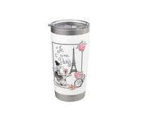 Je T'aime Paris Romantic Café con bicicletta Torre Eiffel Bicchiere termico in acciaio inox doppia parete