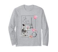 Je T'Aime Paris Romantic Café con Bicicletta Torre Eiffel Maglia a Manica