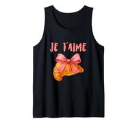 Je T'Aime Un Croissant con Fiocco Rosa Carino Grafica Acquerello Canotta
