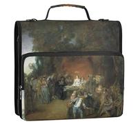 Jean Antoine Watteau - Raccoglitore a 3 anelli da 3,8 cm, con cerniera, con tracolla, per la scuola, con manico, divertente