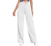 Jean Bell Pantaloni da donna Plus Size Jeans da donna a vita alta a gamba larga dimagrante Drag gamba dritta con pantaloni vintage americani a goccia vestibilità comoda jeans da donna, bianco, S