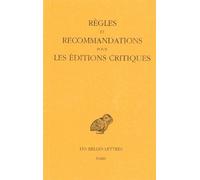 Jean Irigoin Regles Et Recommandations Pour Les Editions Critiques (Tascabile)
