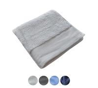 Jean & Len Asciugamano in 100% cotone biologico, colore grigio chiaro, con appendino, certificato OEKO-TEX e GOTS, design moderno e senza tempo, asciugamani 50x100 cm