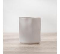 Jean & Len Bicchiere per spazzolini da denti in robusta ceramica, ideale anche per pennelli da trucco o come portapenne, design minimalista in delicata tonalità beige, 8,3 x 10 cm