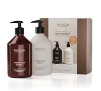Jean & Len Body Ceremony Cardamom & Tonka, con mano & Body Cleanser e balsamo per mano e corpo, confezione regalo di alta qualità, profumo delicato e speziato, confezione certificata FSC, set regalo