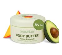 Jean & Len Burro per il Corpo Esotico Mango & Avocado, nutre intensamente la pelle secca e molto secca, pH ideale per la pelle, con profumo esotico di mango, burro per il corpo, senza parabeni e