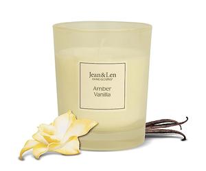 Jean&Len Candela profumata Amber & Vanilla, realizzata a mano, con profumo dolce ed erbaceo di ambra e vaniglia, in elegante contenitore di vetro, vegana, da 120 g