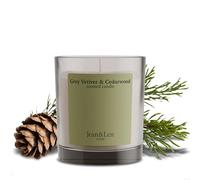 Jean & Len Candela Profumata Grey Vetiver & Cedarwood, realizzata con burro di karité, durata circa 40 ore, design minimalista, profumo sensuale, vegana, 195 g