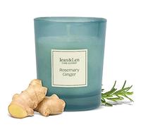 Jean&Len Candela profumata Rosemary & Ginger, realizzata a mano, con profumo fresco ed erbaceo di rosmarino e zenzero, elegante contenitore di vetro, vegana, da 120 g