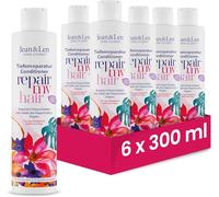 Jean & Len Conditioner Repair Cocco & Macadamia, in set, 6 x 300 ml | per capelli danneggiati e sfibrati, ripara i danni, dona morbidezza, profumo di cocco, senza parabeni e siliconi, vegano