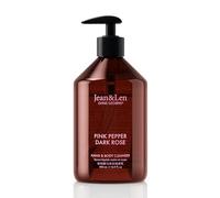 Jean & Len Hand & Body Cleanser Pink Pepper & Dark Rose, per un'esperienza di pulizia profumata, sapone per corpo e mani in una bottiglia di alta qualità, profumo sensuale floreale, vegano, 500 ml