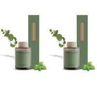 Jean & Len Diffusore Profumato Basil Mint & Eucalyptus, profumatore con bastoncini di rattan, dura 6 settimane, fragranza rinfrescante, vegano, 100 ml (Confezione da 2)