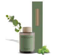 Jean & Len Diffusore Profumato Basil Mint & Eucalyptus, profumatore con bastoncini di rattan, dura 6 settimane, fragranza rinfrescante, vegano, 100 ml