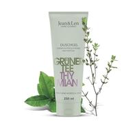Jean & Len Gel Doccia Tè Verde & Timo, pH ideale per la pelle, doccia speziata e piacevole, arricchito con estratto di tè verde e timo, gel doccia vegano, senza parabeni e siliconi, 250 ml