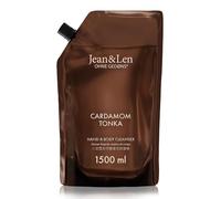 Jean & Len Hand & Body Cleanser Cardamom & Tonka in sacchetto di ricarica, per un'esperienza di pulizia profumata, profumo esotico-speziato, sapone liquido in confezione di ricarica, vegano, 1,5 l