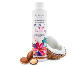 Jean & Len Riparazione del condizionatore Cocco e Macadamia, per capelli danneggiati e deboli, ripara i capelli danneggiati, dona morbidezza, profumo di cocco, senza parabeni e siliconi, vegan, 300 ml