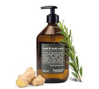Jean & Len saopne mani e corpo Rosmarino e zenzero,cura la pelle,Profumo fresco e speziato, lavaggio mani e doccia, Sapone liquido senza siliconi, parabeni e microplastiche, Flacone di vetro da 500 ml