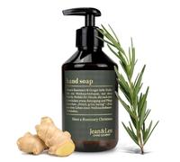 Jean & Len Sapone Mani Rosmarino & Zenzero, edizione natalizia, deterge mani secche e stanche, ideale come regalo, sapone liquido con flacone ricaricabile, senza parabeni né siliconi, 250 ml