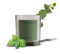 Jean & Len Scented Candle Basil Mint & Eucalyptus, prodotta con burro di karité, durata di combustione circa 40 ore, design minimalista, profumo rinfrescante, vegano, 195 g