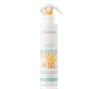 Jean & Len Sensitive Spray Solare SPF 50, resistente all'acqua, adatto alla pelle sensibile, senza siliconi, octocrilene e profumi, vegano, flacone spray da 250 ml
