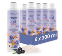 Jean & Len Shampoo Ricci da sogno Acqua di riso & bacche di acai, per capelli ricci e mossi, dona elasticità e volume, senza siliconi/parabeni, vegano, profumo fruttato, 6 x 300 ml
