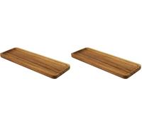 Jean & Len Vassoio in legno rettangolare in legno di acacia, versatile per accessori e ufficio, elegante organizer con venature uniche, pulizia a mano, tavola decorativa in legno, 28 x 10 x 1,5 cm