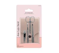 JEAN LOUIS DAVID - Set manicure perfetto, indispensabile, con tagliaunghie, pinzette per depilare, forbici e lime in metallo