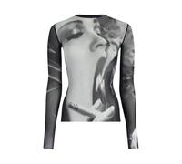 Jean Paul Gaultier - Top a Manica Lunga Trompe l'Oeil in Rete - - Tops - Donna - Nero - M