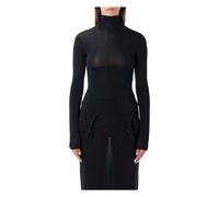 Jean Paul Gaultier, ,Tops ,Donna ,Blu ,M Body a maniche lunghe con collo alto e dettagli lingerie