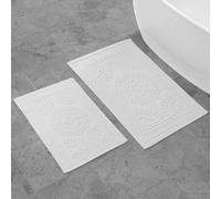 Jean Pierre New York Cotone Stonewash Medallion Tappeto da Bagno, White, 17x24/20x32 in. Set