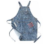 Jeanerlor - Grembiule da lavoro in denim di cotone con tasche, cinghie incrociate e regolabile, blu denim, taglia M
