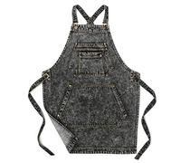 Jeanerlor - Grembiule da lavoro in denim di cotone con tasche e cinghie incrociate regolabili - nero - L