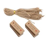 Jeanoko Etichette Regalo in Carta Kraft da 100 Pezzi con Spago, Etichette Regalo Durevoli e Belle per Matrimoni e Feste, Colore Marrone, 5 X 2 Cm