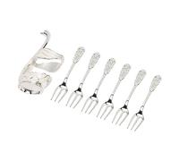 Jeanoko Set di Stoviglie per caffè con Base a Forma di Cigno, Eleganti Forchette Durevoli da 6 Pezzi per Feste e Bistrot in Alluminio