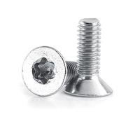 Jeanoko Vite a Testa Piatta M4 A2-70 da 50 Pezzi, Testa a Filo in Acciaio Inossidabile con Guida a Stella in Argento con M4x8mm a M4x30mm per Elementi di Fissaggio per Costruzioni (M4×16)