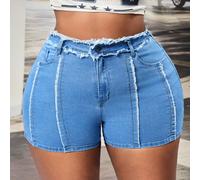 Jeans a gamba ampia con taglio grezzo, pantaloni di jeans casual ed eleganti a zampa d'elefante, taglie comode 0XL,1XL,2XL,3XL,4XLColore unicoDenim