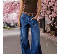 Jeans a gamba ampia di moda taglie forti, in tessuto di jeans, con tasche, materiale comodo e medio elasticizzato, chiusura con bottone e chiusura lampo, adatto per uso quotidiano 0XL,1XL,2XL,3XL,4XLC