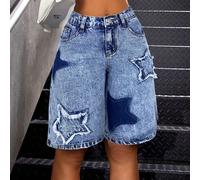 Jeans a gamba dritta ampi e scoloriti con toppe a stella, stile streetwear Y2K per ragazze adolescenti, adatti per uscite estive, brunch, laurea, vacanze al mare, concerti country o rave 14Y,13Y,16Y,1