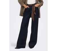 Jeans a gamba larga con cintura a foulard integrata Blu L / L32 Tinta unita