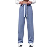 Jeans a gamba larga da donna con coulisse elastica in vita pull on jeans da donna UK tinta unita stretch dritto denim pantaloni casual per tutti i giorni larghi pantaloni in denim taglie forti