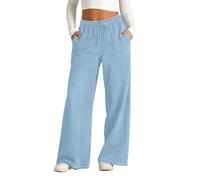 Jeans a gamba larga da donna elasticizzati a vita alta a gamba dritta pantaloni della tuta jeans a vita elastica Palazzo Denim Pantaloni da donna Pantaloni larghi in denim con tasche, blu cielo, XXL