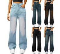 Jeans a gamba larga da donna UK a vita alta pantaloni in denim da donna taglie forti pantaloni larghi da donna svasati casual jeans elasticizzati per tutti i giorni pantaloni larghi con tasche pull on