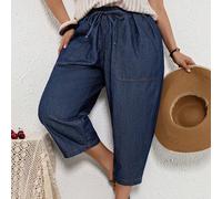 Jeans a vita alta con tasche e laccio, taglie comode, casual, a 3/4, adatti per San Valentino, estate, spiaggia, feste eleganti, uscite, vacanze primaverili ed estive, all'aperto, traspiranti per l'es