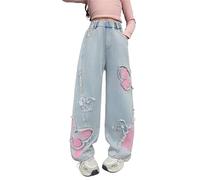 Jeans a vita alta, per bambini, a gamba larga, per il tempo libero, Y2k, per il fitness, moderni, per la spiaggia, comodi hip hop, casual, streetwear, m, 170