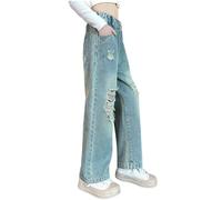 Jeans a vita alta, per bambini, a gamba larga, per il tempo libero, Y2k, per il fitness, moderni, per la spiaggia, comodi hip hop, casual, streetwear, d, 150
