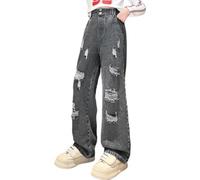 Jeans a vita alta, per bambini, a gamba larga, per il tempo libero, Y2k, per il fitness, moderni, per la spiaggia, comodi hip hop, casual, streetwear, c, 170