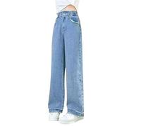 Jeans a vita alta, per bambini, a gamba larga, per il tempo libero, Y2k, per il fitness, moderni, per la spiaggia, comodi hip hop, casual, streetwear, n, 170