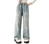 Jeans a vita alta, per bambini, a gamba larga, per il tempo libero, Y2k, per il fitness, moderni, per la spiaggia, comodi hip hop, casual, streetwear, g, 150
