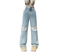 Jeans a vita alta, per bambini, a gamba larga, per il tempo libero, Y2k, per il fitness, moderni, per la spiaggia, comodi hip hop, casual, streetwear, k, 120