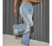 Jeans a zampa d'elefante casual ed eleganti per donna, moda versatile per primavera/estate, adatti per casual, vacanze, feste, viaggi, aeroporto, vestibilità aderente e comoda con elasticità L,M,S,XLC